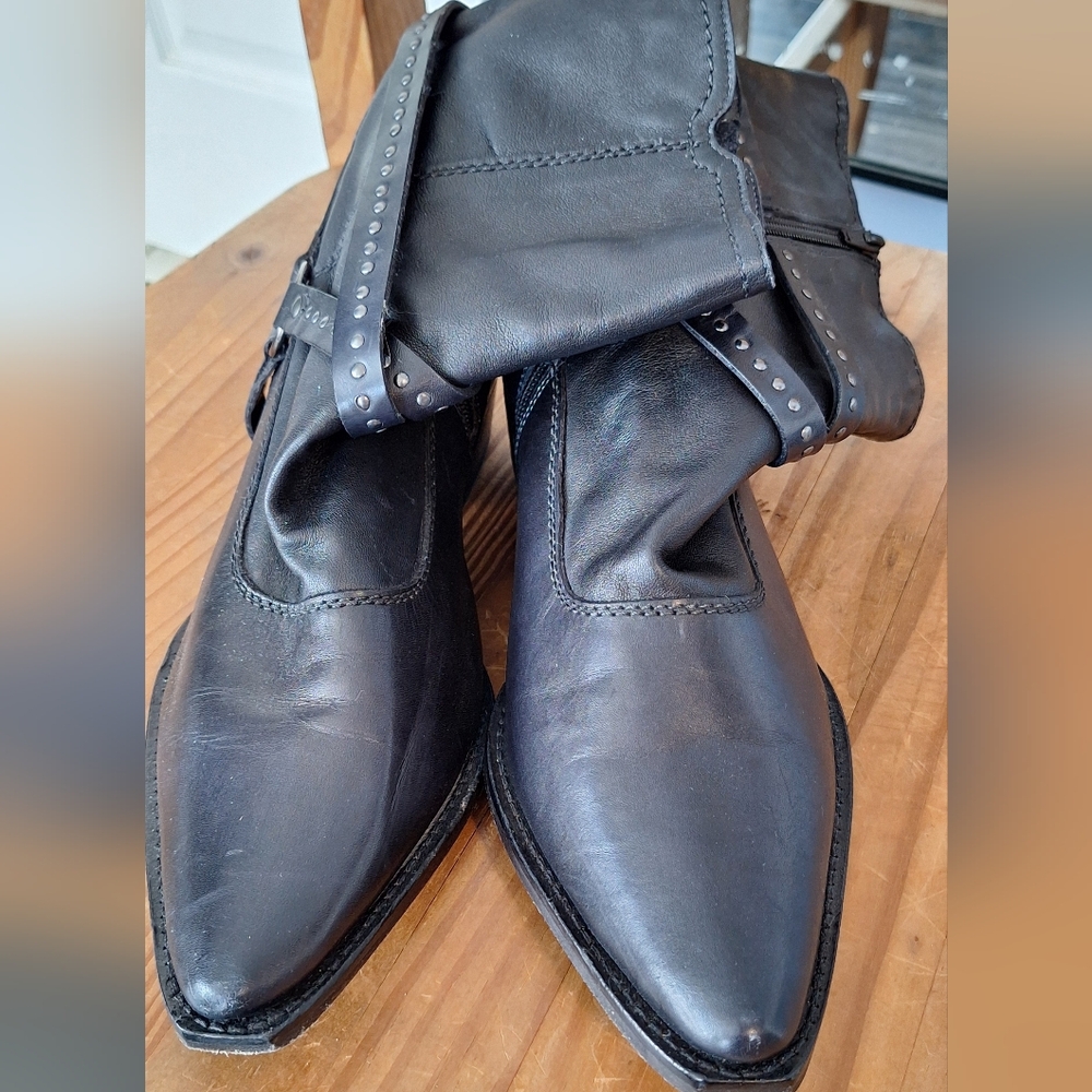 Vintage Foundry Black Leather Harness Boots Size 9 - Picture 3 of 8
